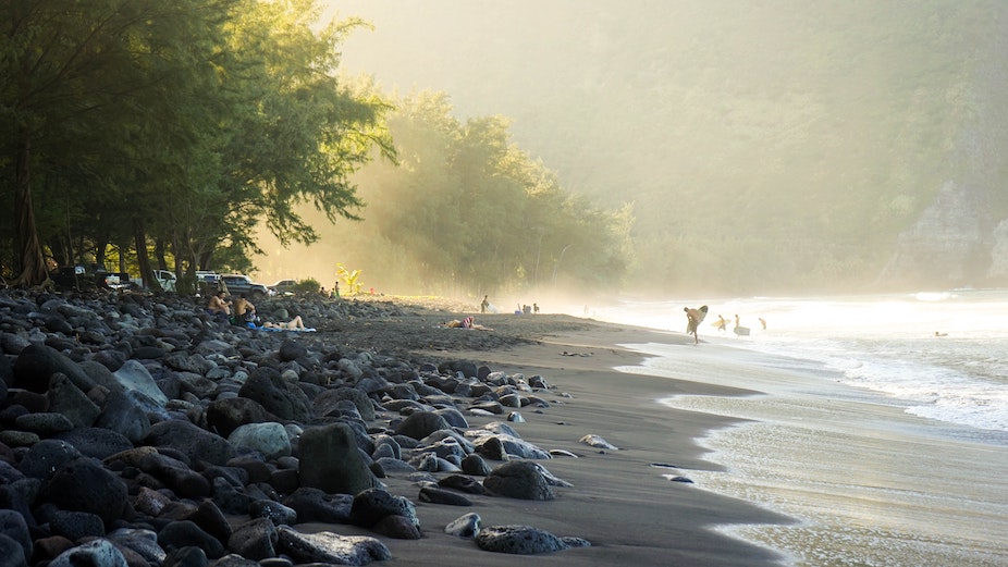 Surfers in Waipi'o Valley