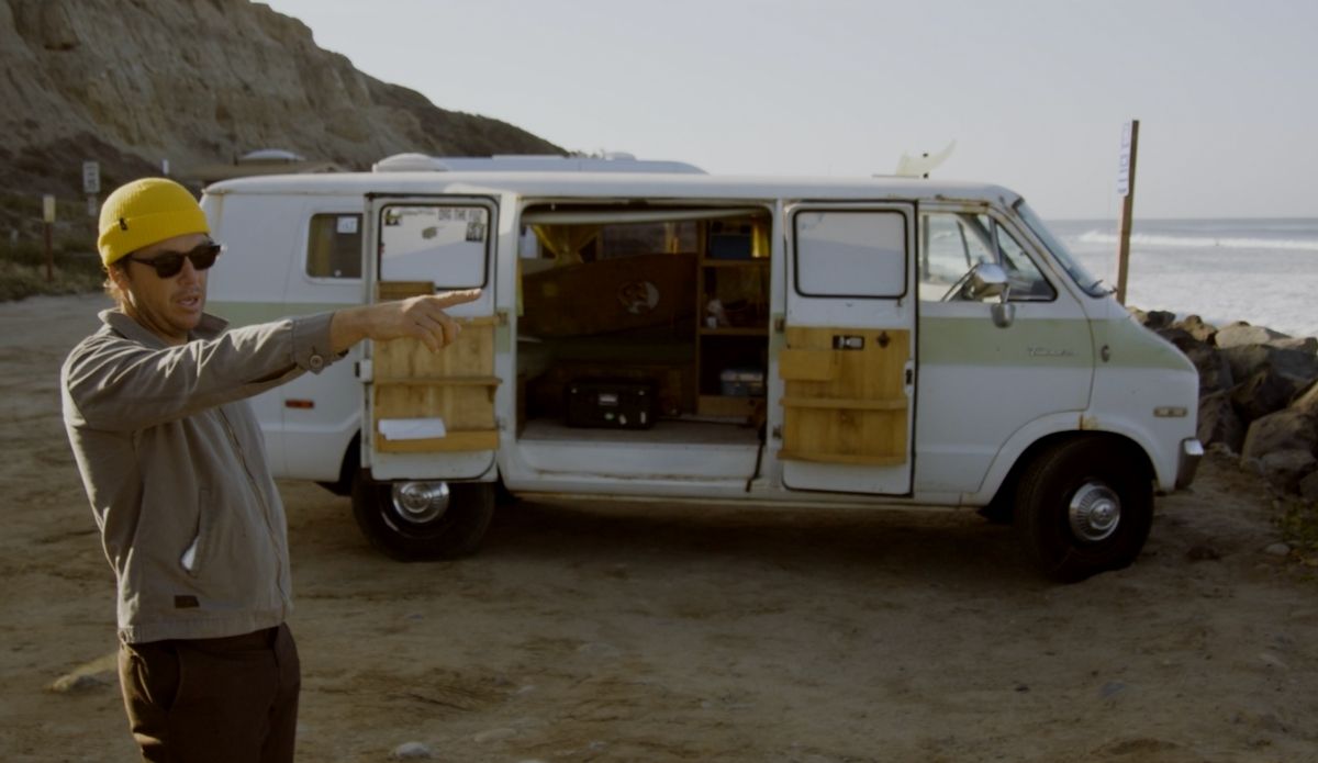 Longboarder JJ Wessels checks surf at San Onofre