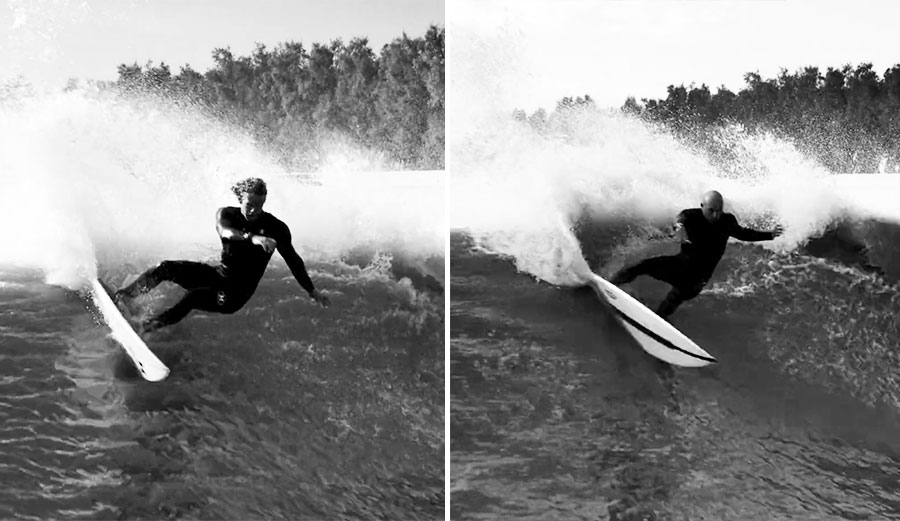 John John florence surfing with Kelly Slater