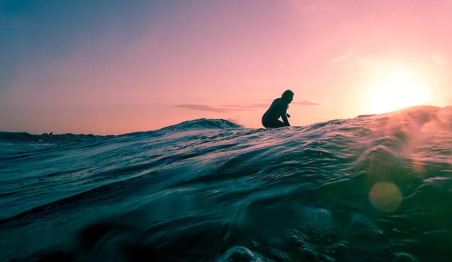 Sunset surfing