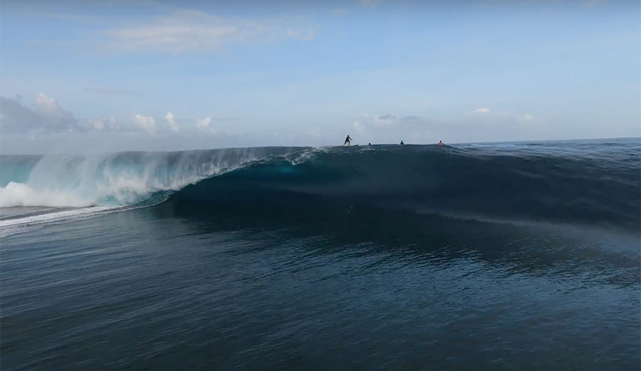 drone footage of Teahupoo