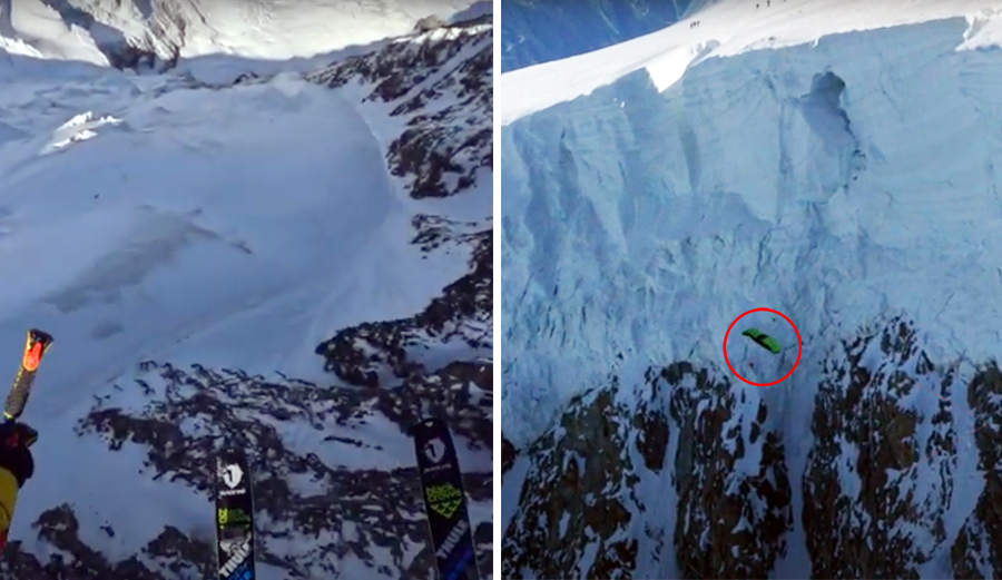 You Have to See This Massive Ski BASE Jump in the French Alps