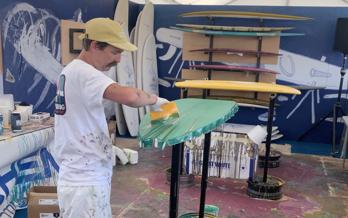 Jay of Golden State Glassing glasses a board