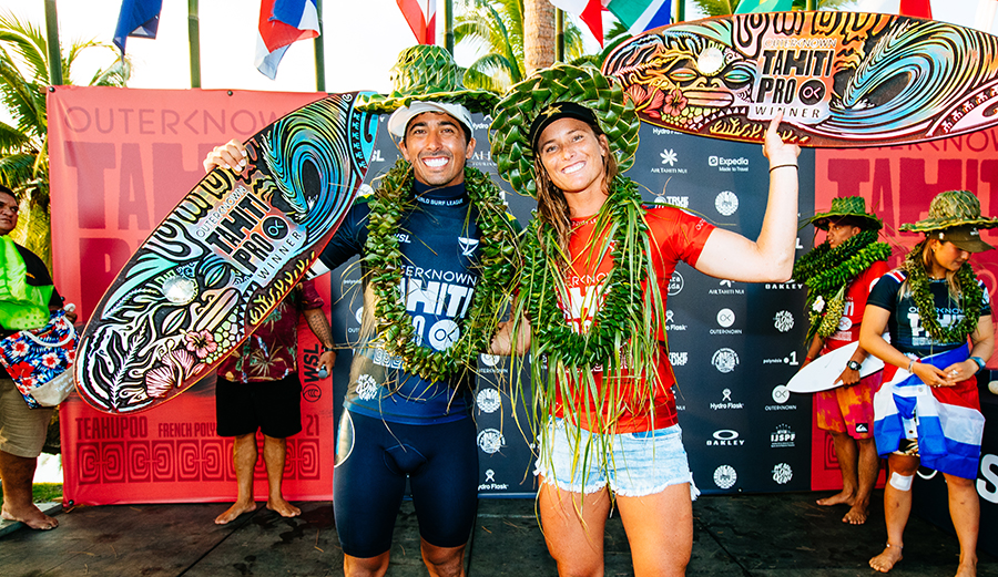 Courtney Conlogue and Miguel Pupo Win 2022 Tahiti Pro at Firing Teahupo'o