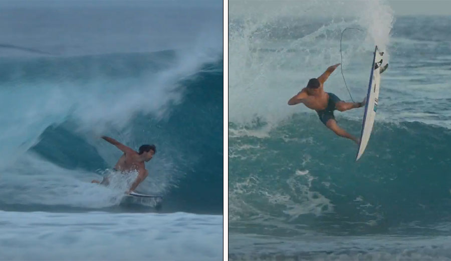 Clay Marzo and Mason Ho surfing
