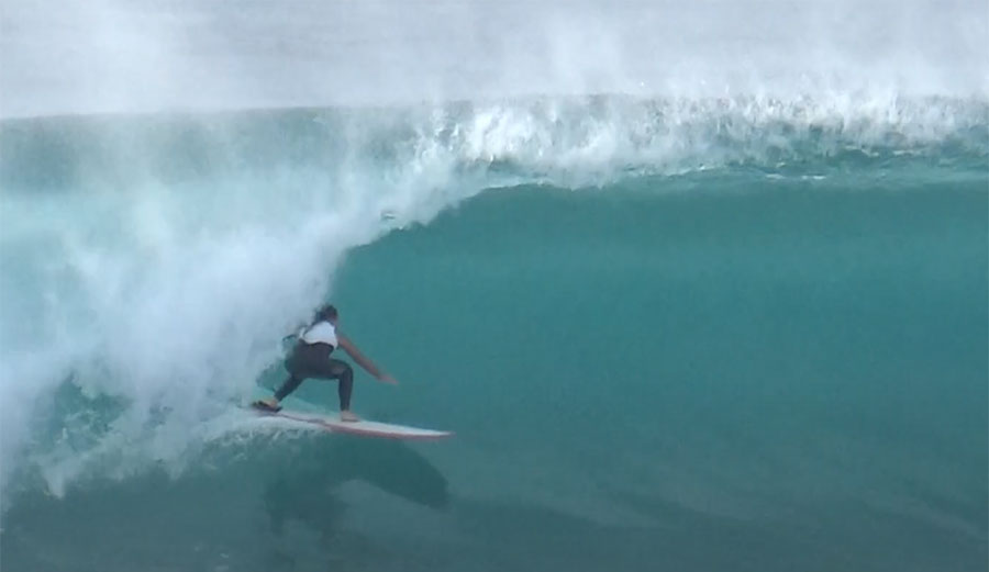 barrel surfing at Desert Point