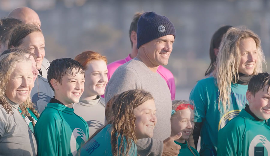 Kelly Slater surfing in scotland