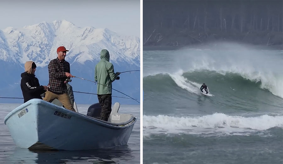 surfing and fishing in Alaska