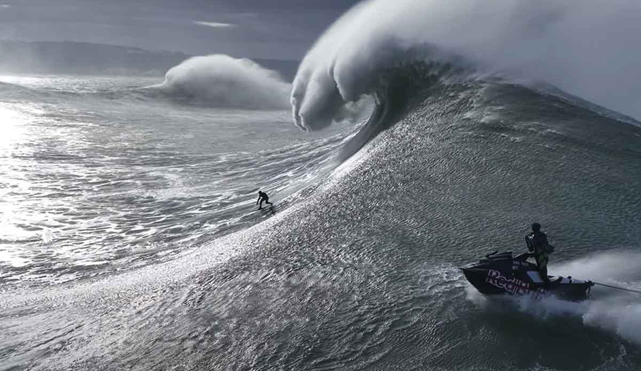 No matter how much footage you've seen of Nazaré, no matter how many angles of the cliff, the lighthouse, there's still edits that will blow your mind.