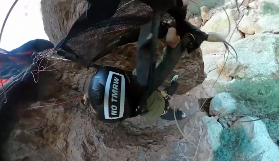 BASE Jumper Nearly Dies When His Chute Is Caught on a Vertical Rock Wall Mid Jump