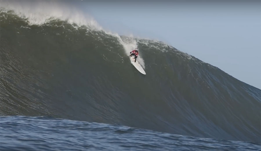 Pete Mel surfing Maverick's