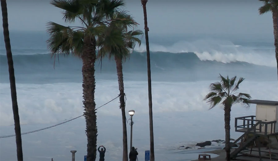 Bomb cyclone swell in California