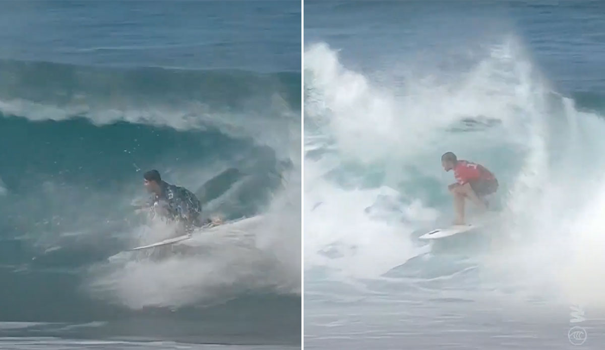 Gabriel Medina surfing with John John Florence