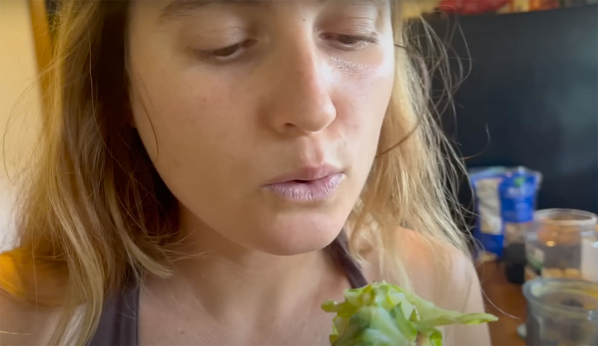 Alana Blanchard eating a salad