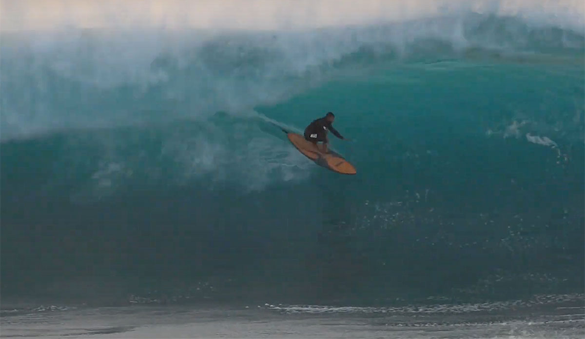 Justin Quintal surfing Pipe