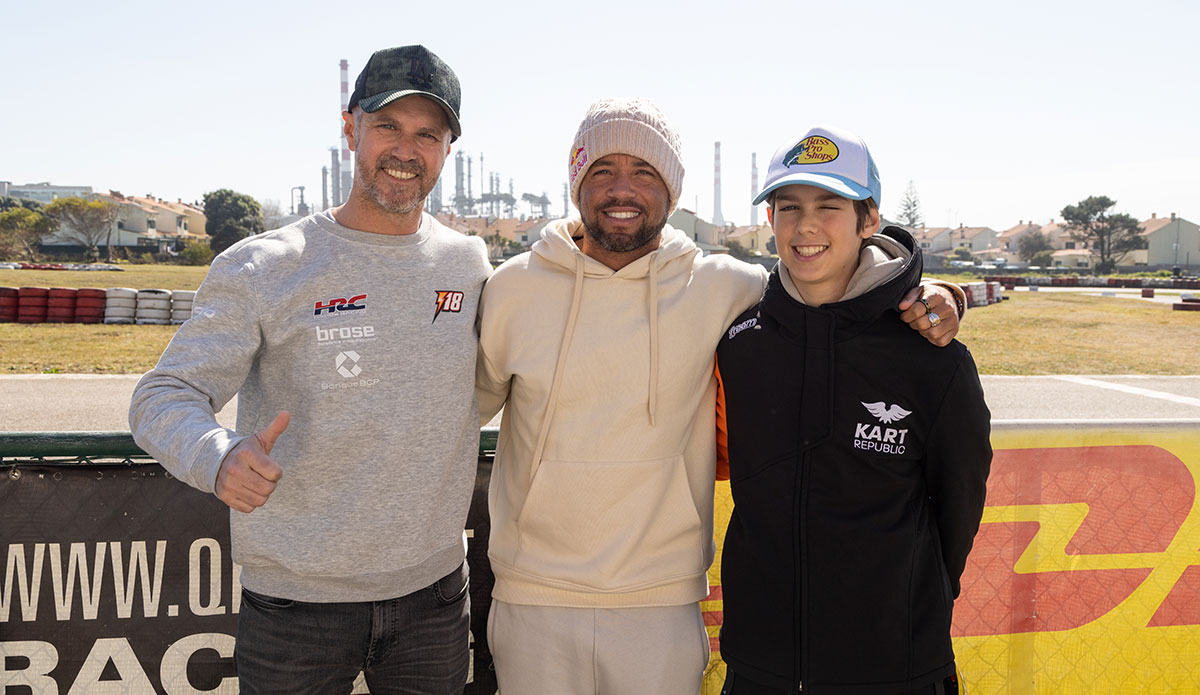 Tiago Monteiro, Adriano DeSouza, and Noah the kid.