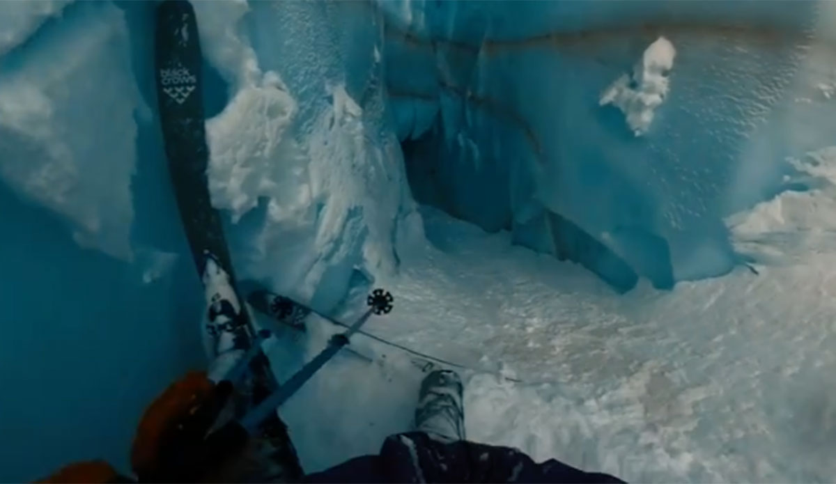 Footage of guy falling into crevasse