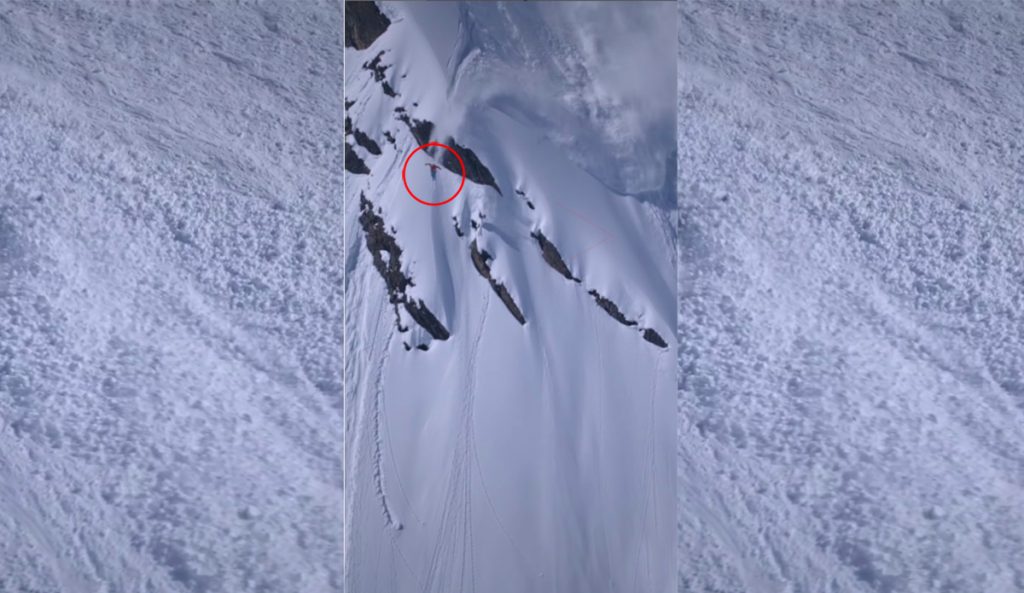 Watch This Skier Air Out of One Avalanche Only to be Caught by Another