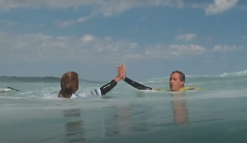 Occy and Tom Curren surfing in Heritage Heat