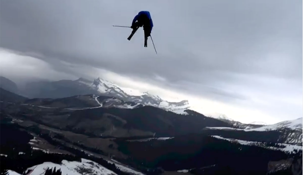 Jordane Legal jumps off huge cliff on skis