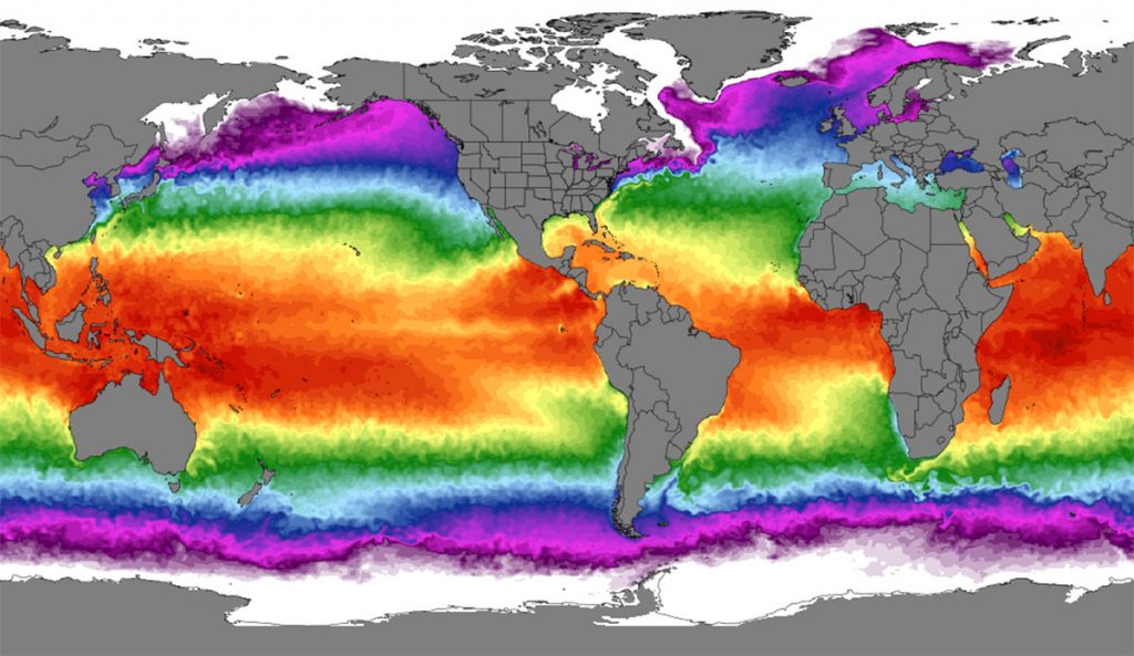 average temperature of world's oceans