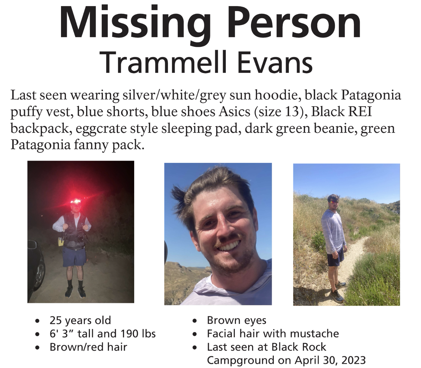 trammell evans missing persons Joshua Tree