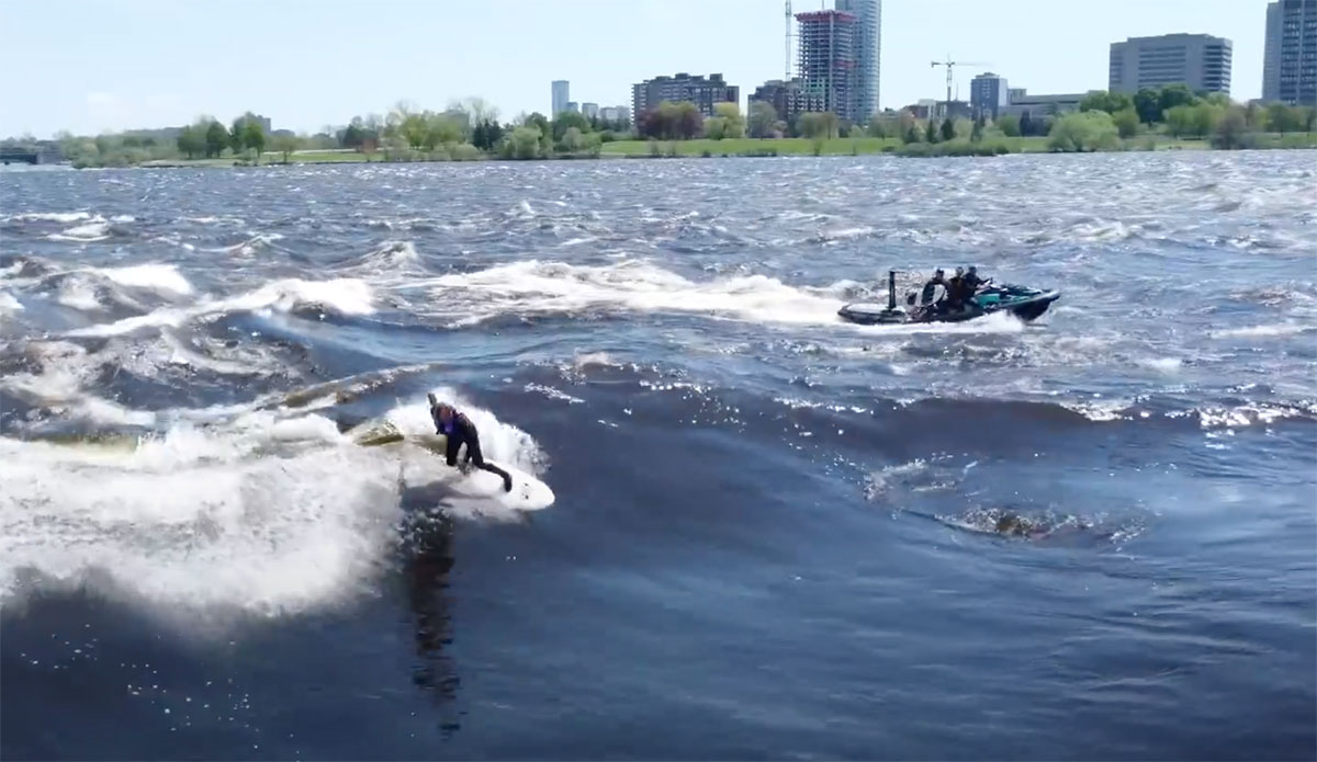 Ben Gravy surfing in Canada