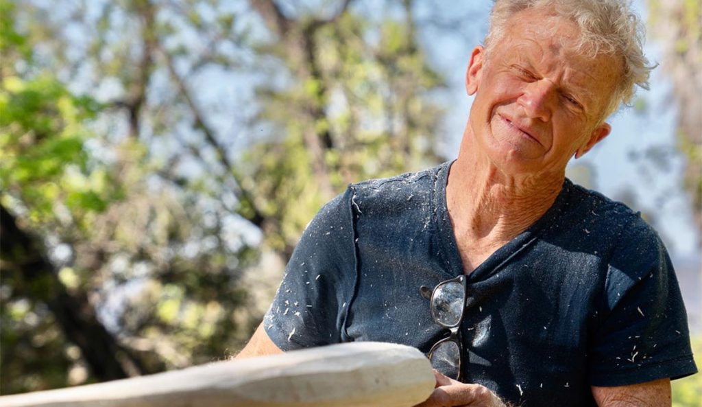 Gary Linden with agave surfboard