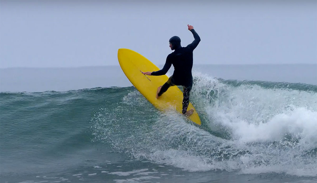 Alex Gray surfing mid-length surfboard