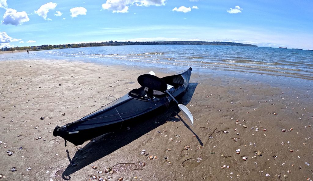 Oru Kayak beach LT sport assembled on the beach at low tide