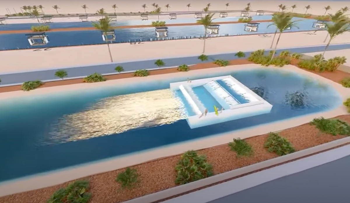Artists rendering Southern Shores, featuring its wave pool. Source: Sentinel Creative//YouTube