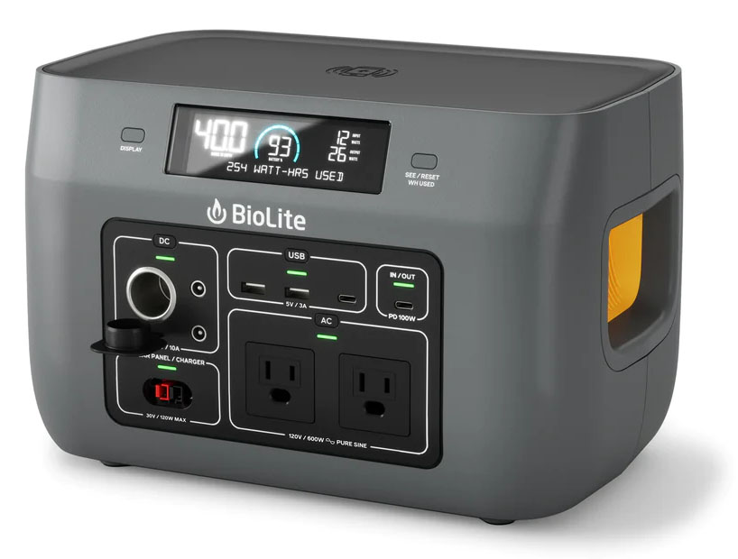 A product shot of the Biolite Basecharge 600 on a white background for our review of the best portable power stations.