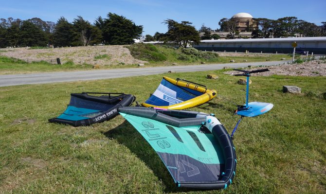 Testing boom wings at Crissy Field