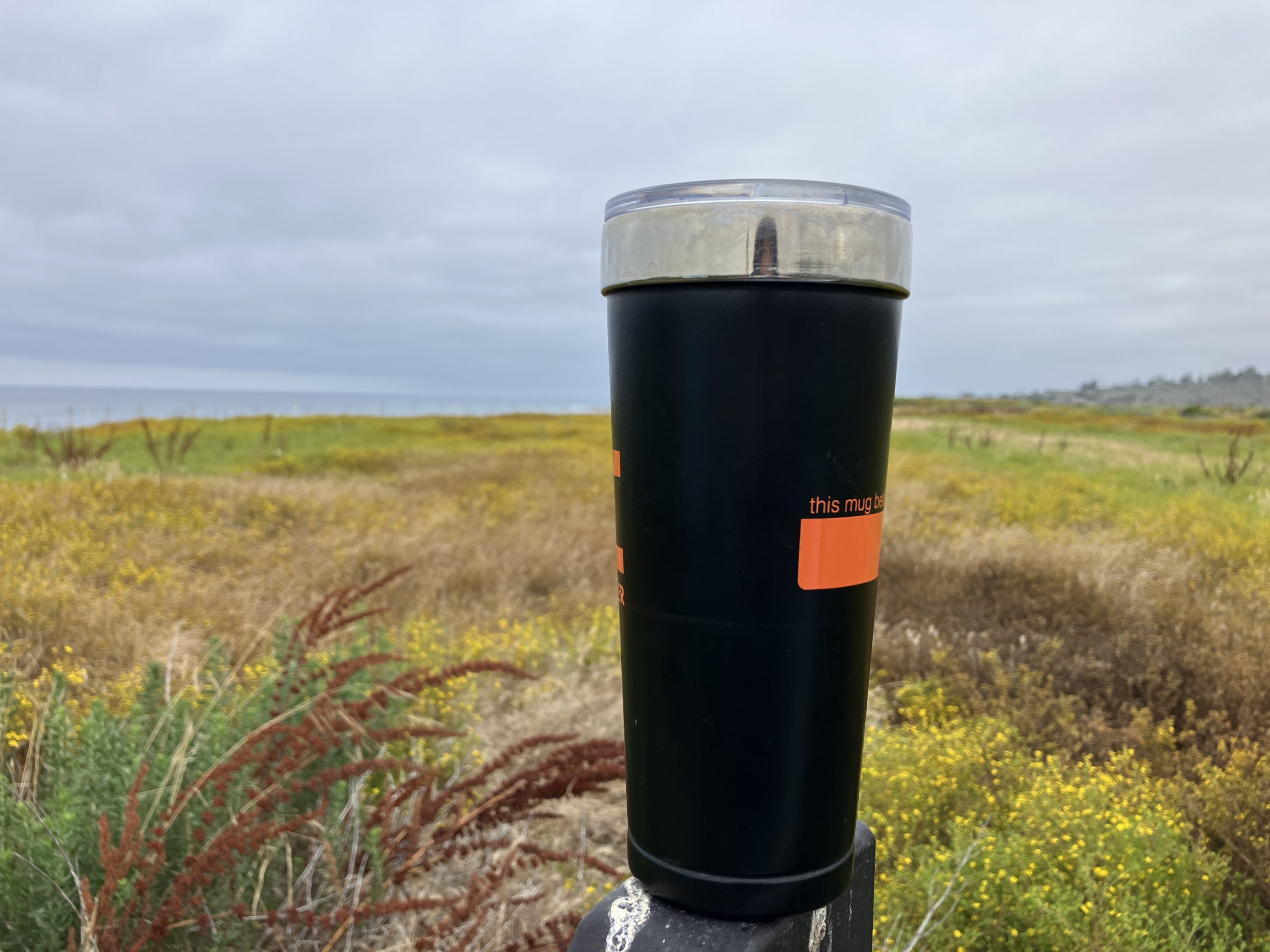 A Yeti insulated coffee mug