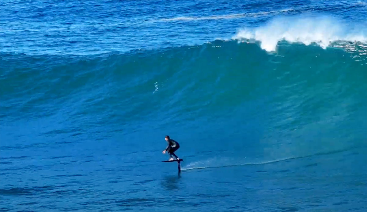 Adam Bennetts foil surfing in Ballina