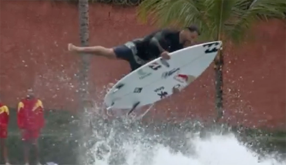 Italo Ferreira surfing in wave pool