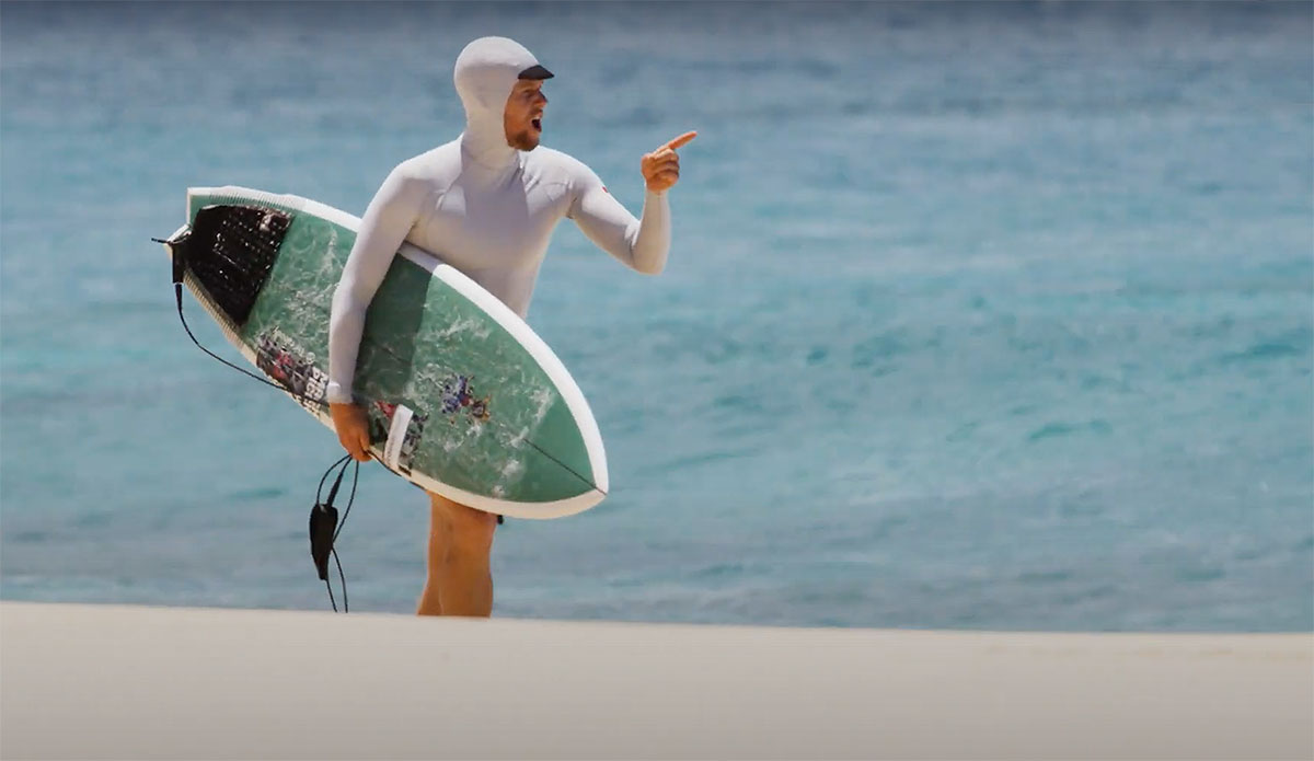 John John Florence in hooded rashguard