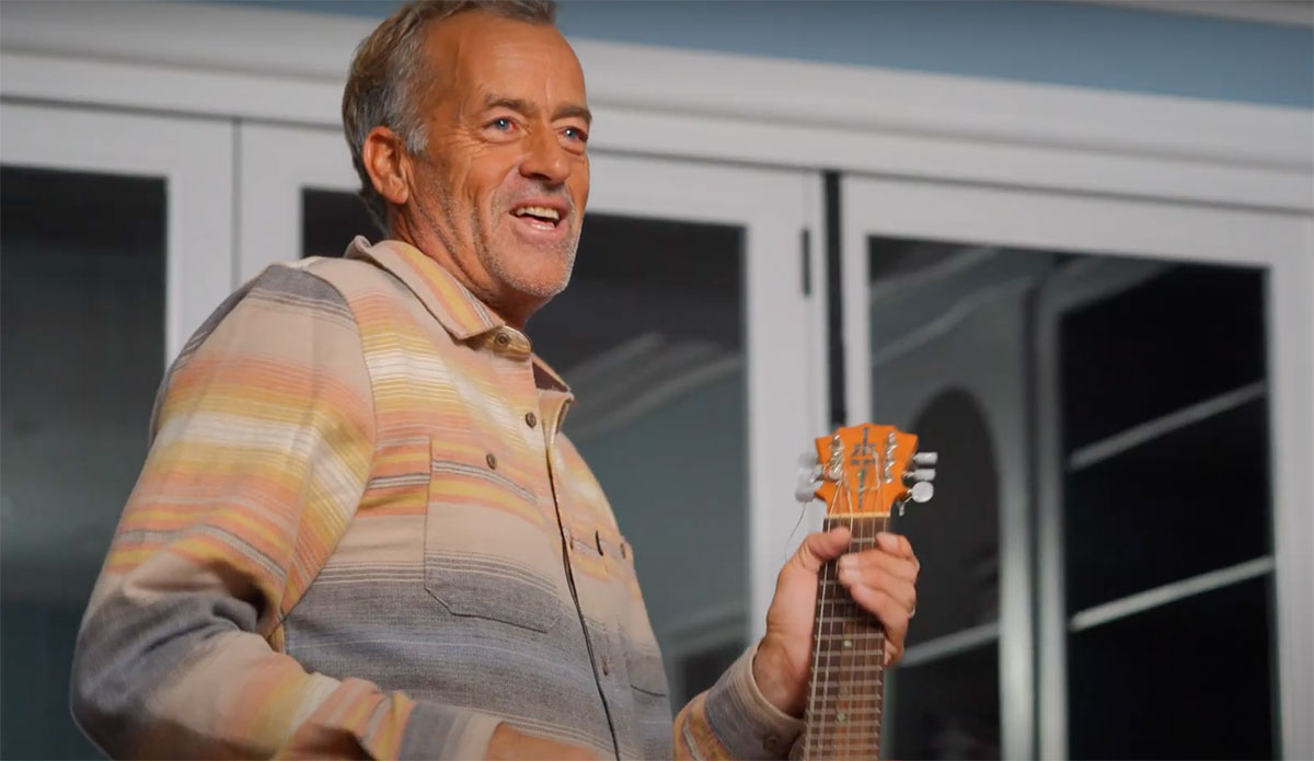 Tom Curren playing ukelele