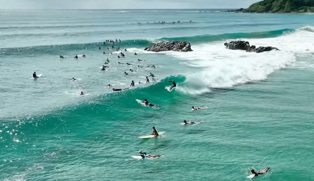 Surfers at Byron Bay.