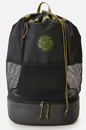 a product shot against a white background of the rip curl surf series 50l burrito pack for our review of the best beach bags.