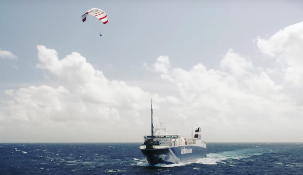 Seawing attached to a cargo ship.