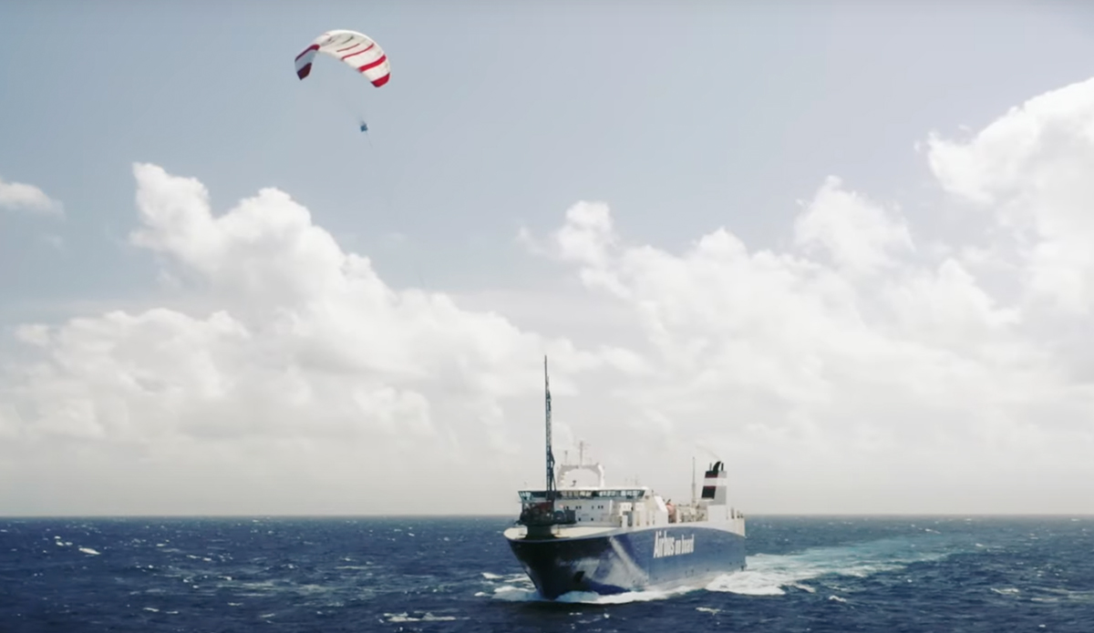 Seawing attached to a cargo ship.