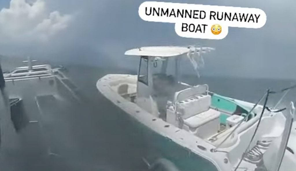 Unmanned runaway boat.