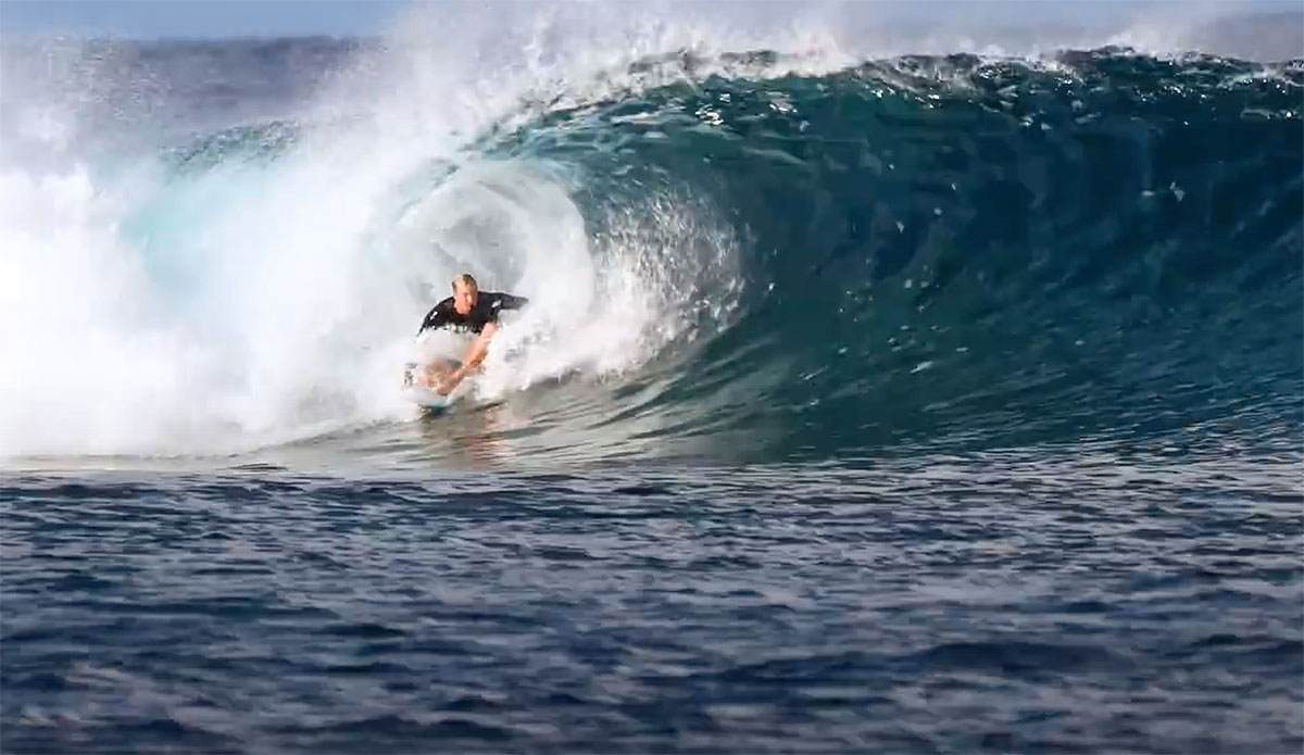 Jamie O'Brien surfing in Tahiti