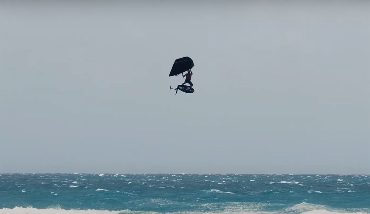 Kai Lenny on hydrofoil with wing