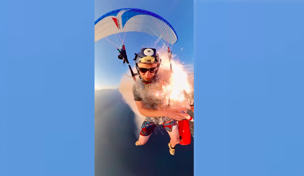 Watch This Skydiver Nearly Set Himself on Fire