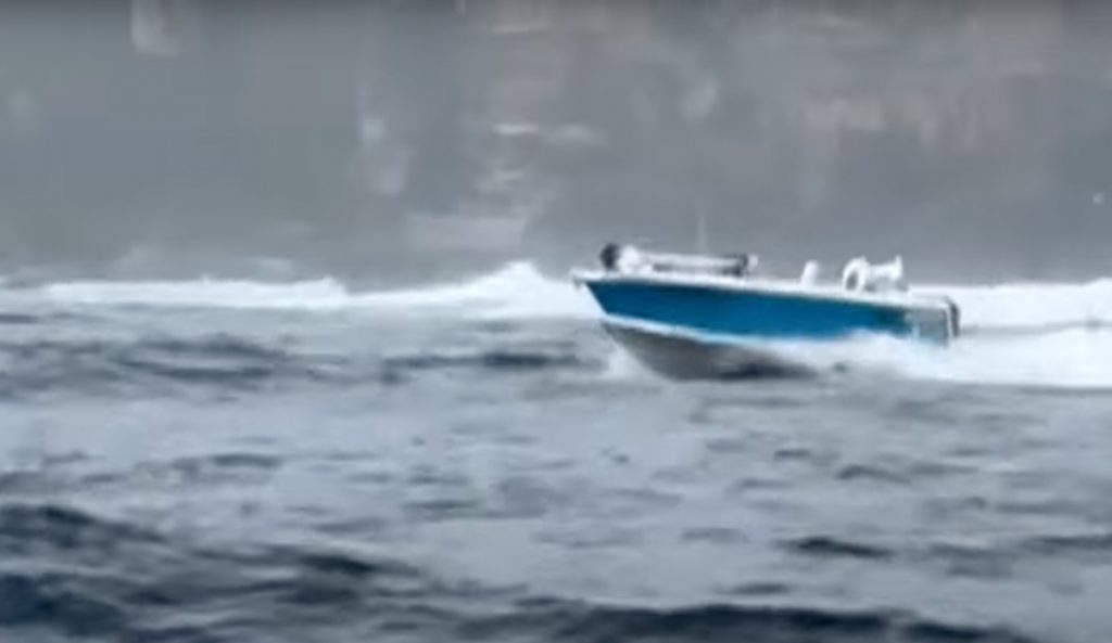 Witnesses were alerted to the accident when they saw the driverless boat (pictured) circling in the water. Photo: 9 News // YouTube