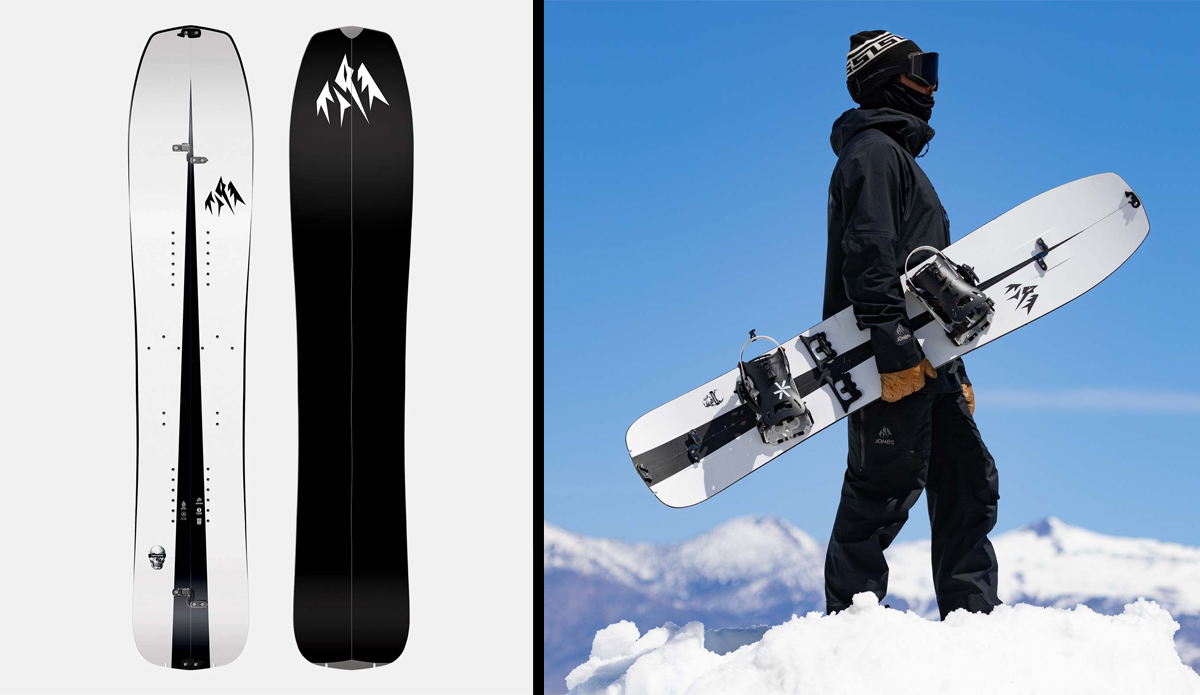 Jones Mind Expander Splitboard product shot and lifestyle