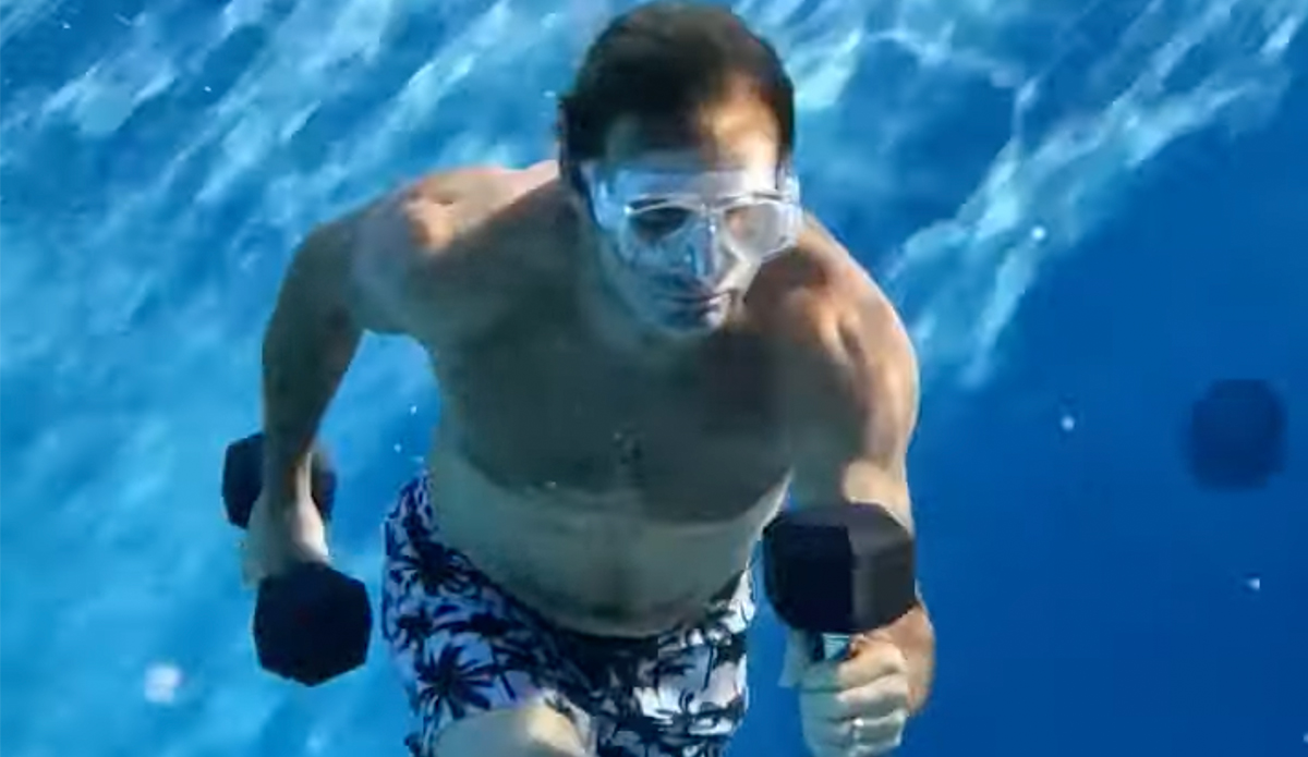 Laird Hamilton in his pool. Photo: Laird Hamilton // YouTube