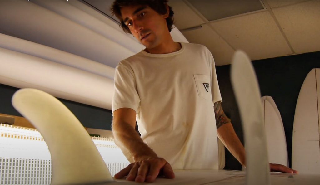 Alex Lopez shaping surfboard